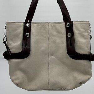 Vintage Frances Cobiasia Cream and Brown Leather Handbag